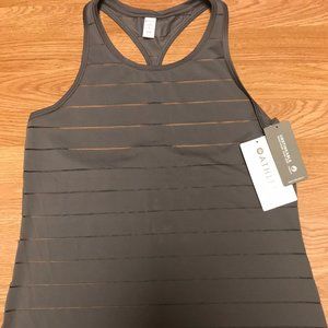 Athleta High Neck Chi Stripe Tank - Flagstone Grey